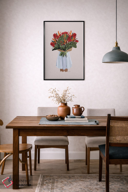 تابلو مینیمال دختر گل های استوایی اثر آملیا نویز - D6B