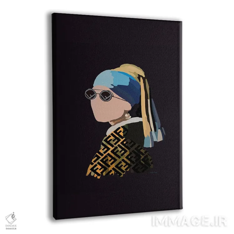 تابلو مینیمال دختر با گوشواره مرواریدی فندی اثر آملیا نویز - نمای پرسپکتیو محصول