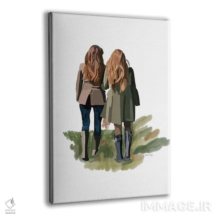 تابلو مینیمال دختران در حال قدم زدن اثر آملیا نویز - نمای پرسپکتیو محصول