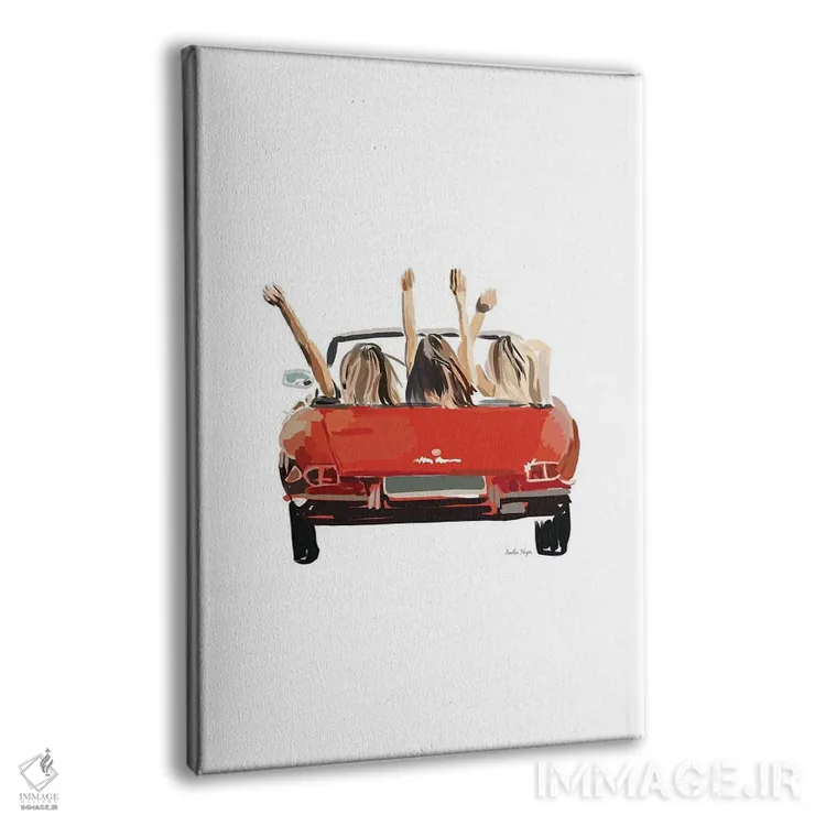 تابلو مینیمال ماشین دوستان دختر اثر آملیا نویز - نمای پرسپکتیو محصول