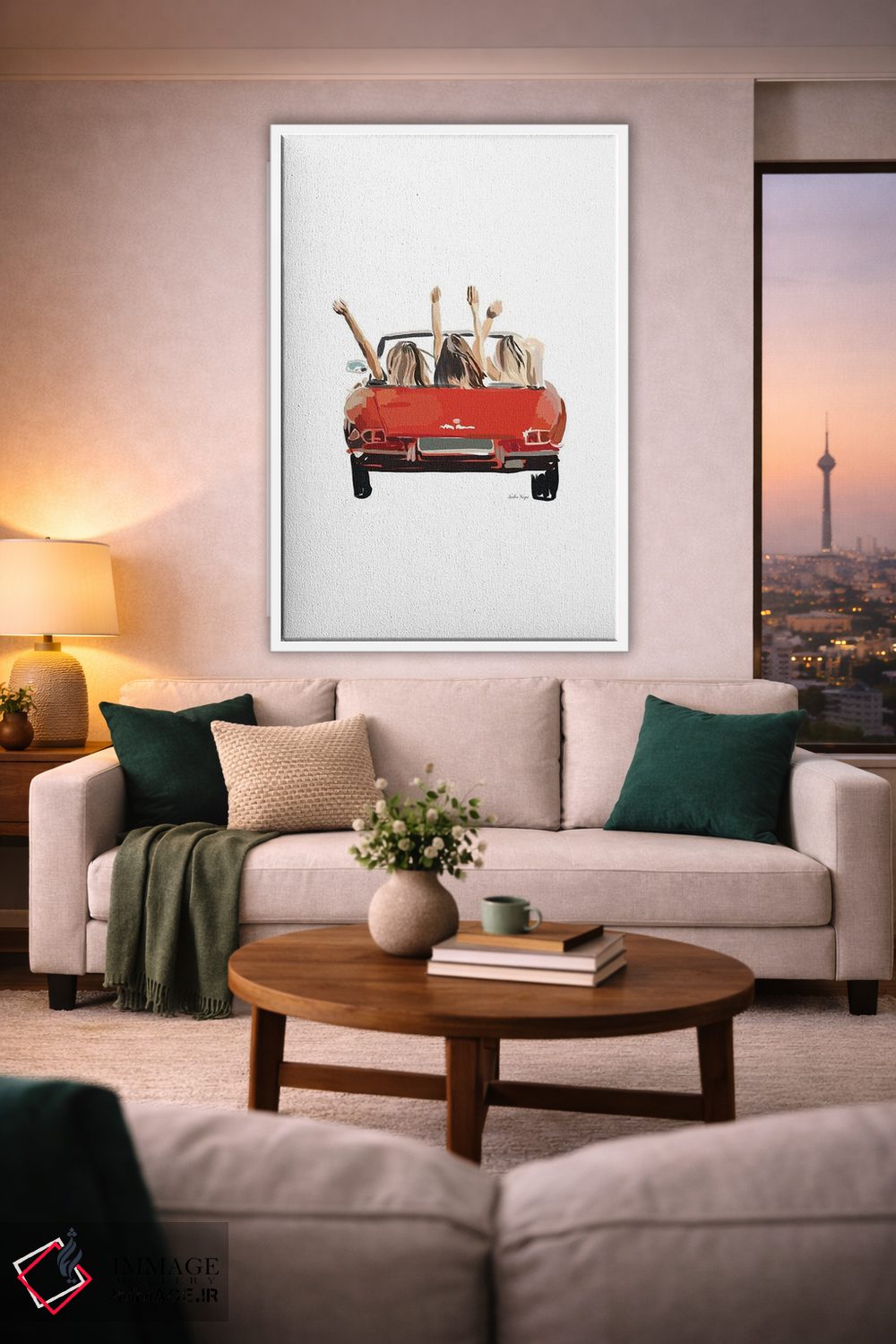 تابلو مینیمال ماشین دوستان دختر اثر آملیا نویز - D1W