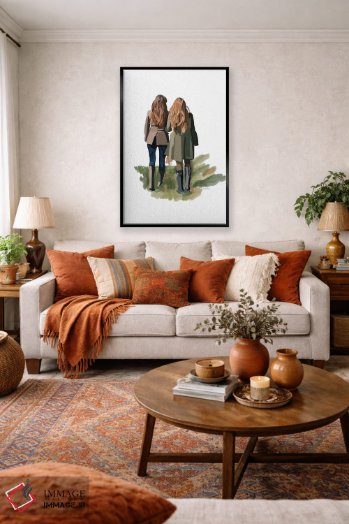 تابلو مینیمال دختران در حال قدم زدن اثر آملیا نویز - D3B