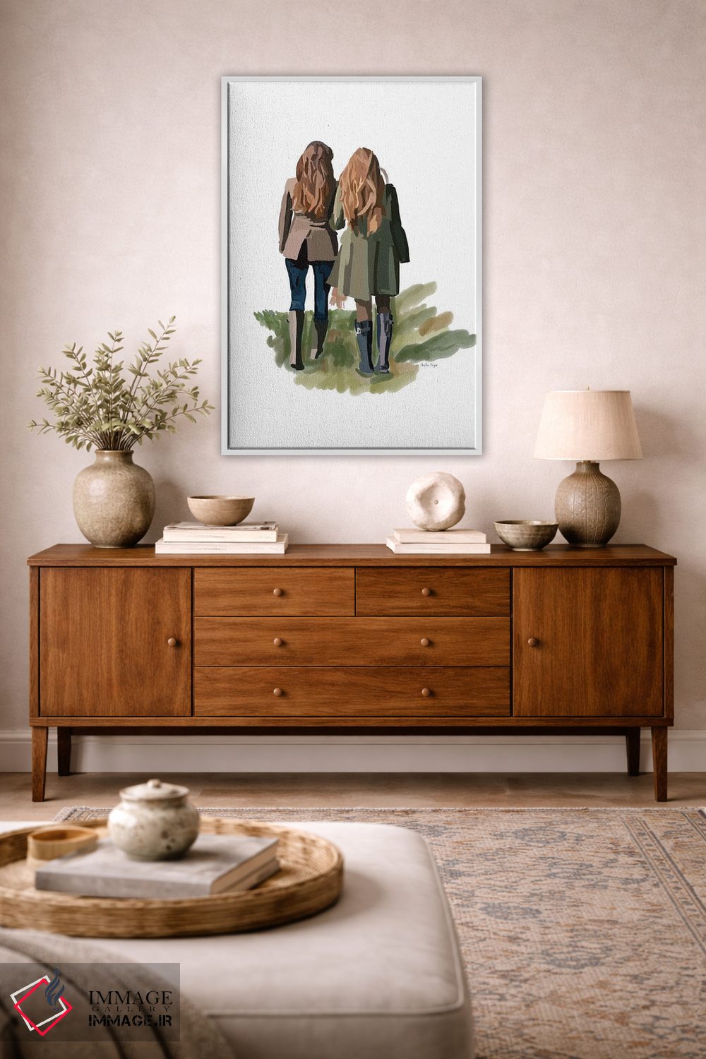 تابلو مینیمال دختران در حال قدم زدن اثر آملیا نویز - D2W