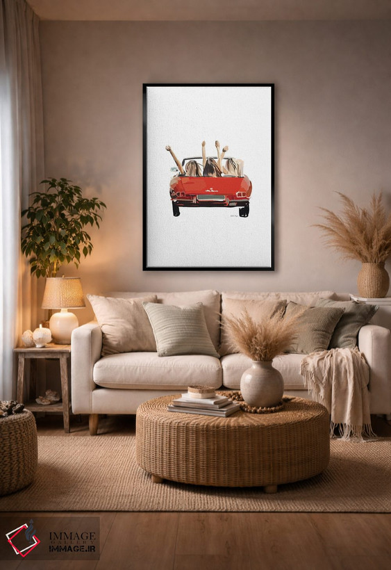 تابلو مینیمال ماشین دوستان دختر اثر آملیا نویز - D4B