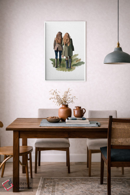 تابلو مینیمال دختران در حال قدم زدن اثر آملیا نویز - D5W