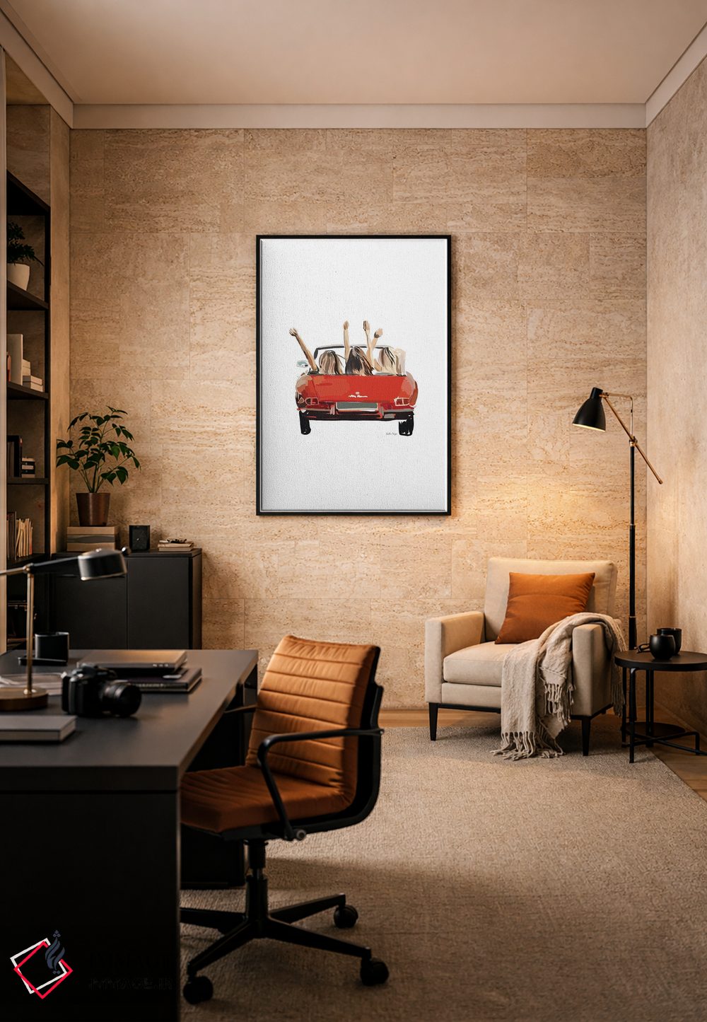 تابلو مینیمال ماشین دوستان دختر اثر آملیا نویز - D6B