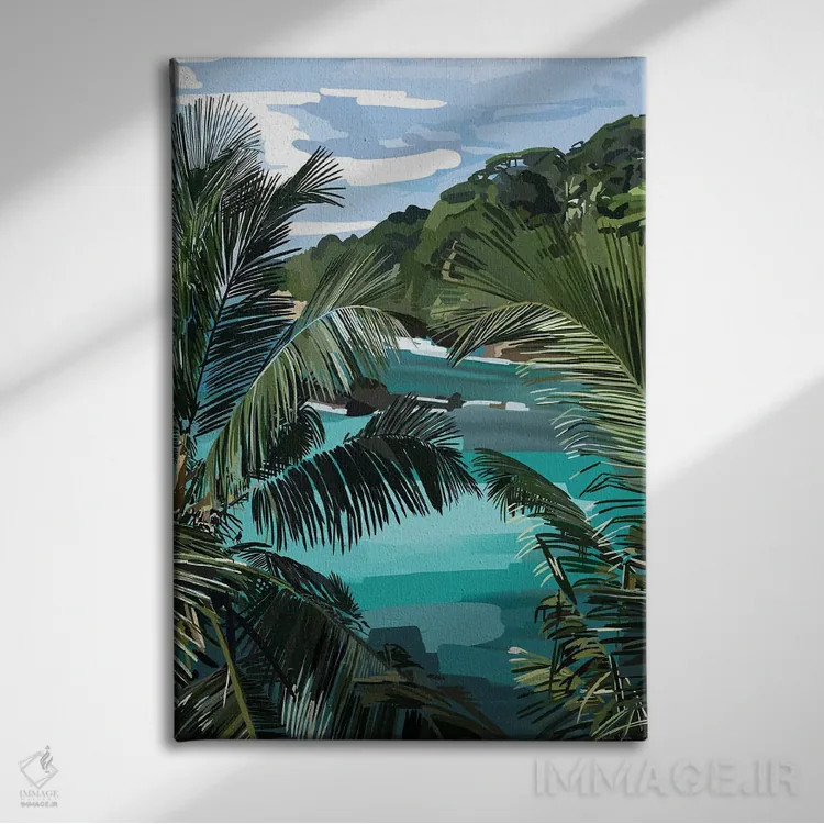 تابلو مدرن نخل ها اثر آملیا نویز - نمای روبهرو روی دیوار