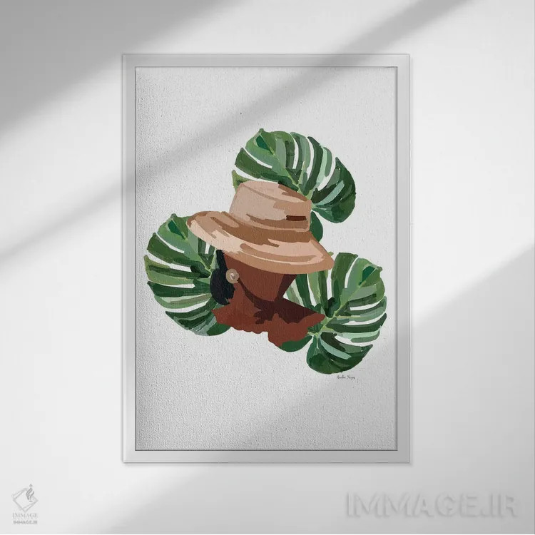 تابلو مینیمال دختر نخلستان I اثر آملیا نویز - نمای قابدار سفید