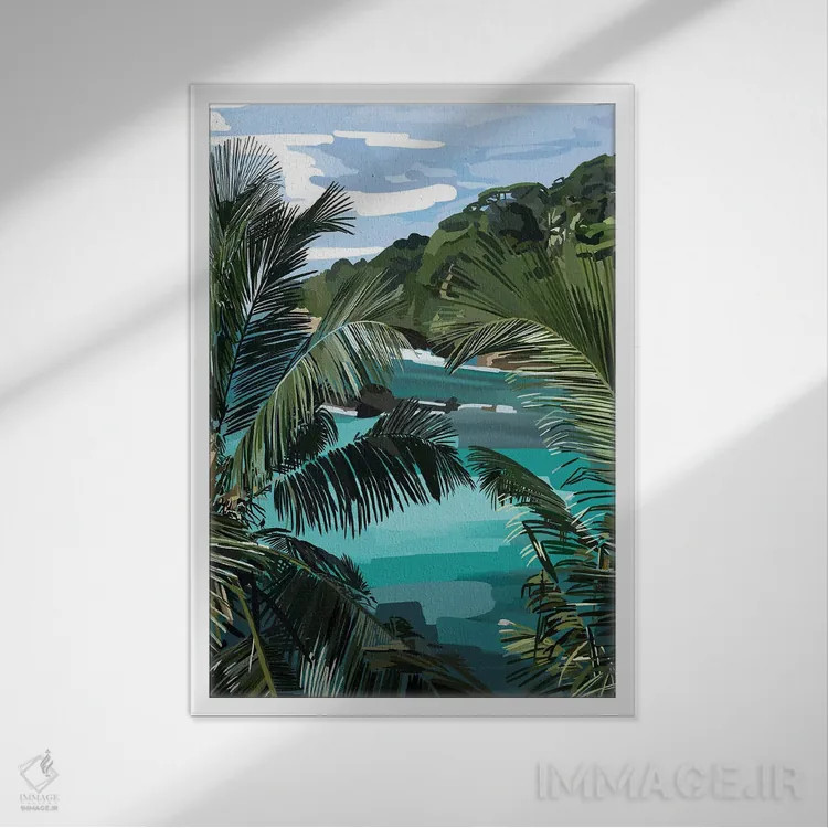 تابلو مدرن نخل ها اثر آملیا نویز - نمای قابدار سفید