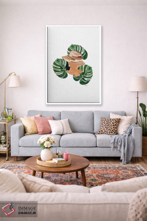 تابلو مینیمال بانویی با نخل ها I اثر آملیا نویز - D1W