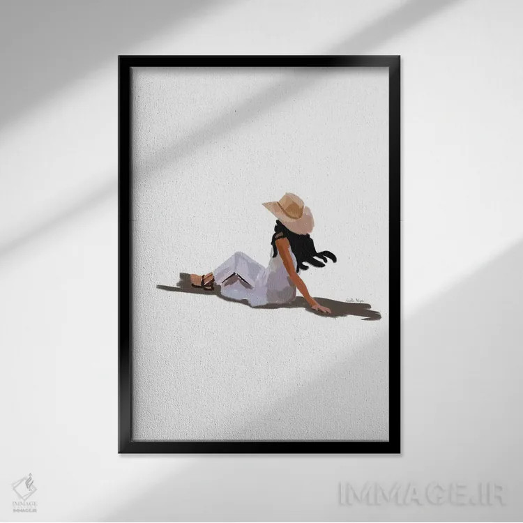 تابلو مینیمال لحظه آرامش بخش اثر آملیا نویز - نمای قابدار مشکی