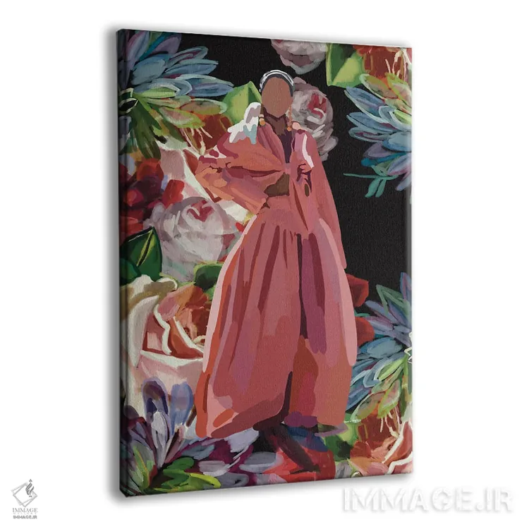 تابلو مدرن گلدار صورتی اثر آملیا نویز - نمای پرسپکتیو محصول