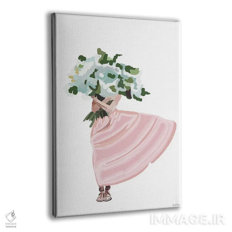 تابلو مینیمال پیراهن با گل های صورتی اثر آملیا نویز - نمای پرسپکتیو محصول