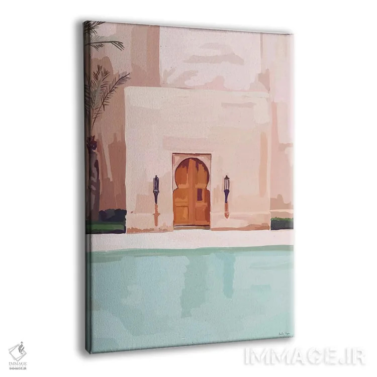 تابلو مینیمال هتل صورتی اثر آملیا نویز - نمای پرسپکتیو محصول