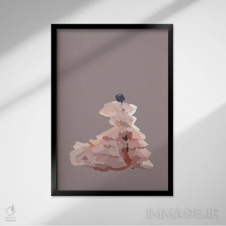 تابلو مینیمال رویاهای صورتی اثر آملیا نویز - نمای قابدار مشکی