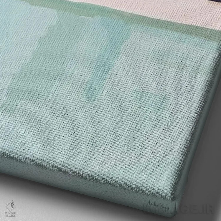 تابلو مینیمال هتل صورتی اثر آملیا نویز - نمای نزدیک بافت بوم