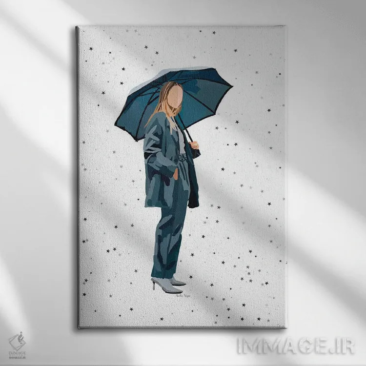 تابلو مینیمال بارش ستاره ها اثر آملیا نویز - نمای روبهرو روی دیوار