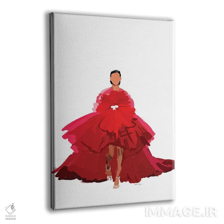 تابلو مینیمال لحظه مد قرمز اثر آملیا نویز - نمای پرسپکتیو محصول