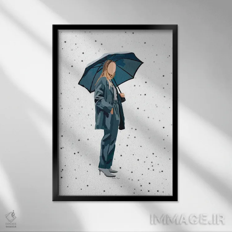 تابلو مینیمال بارش ستاره ها اثر آملیا نویز - نمای قابدار مشکی