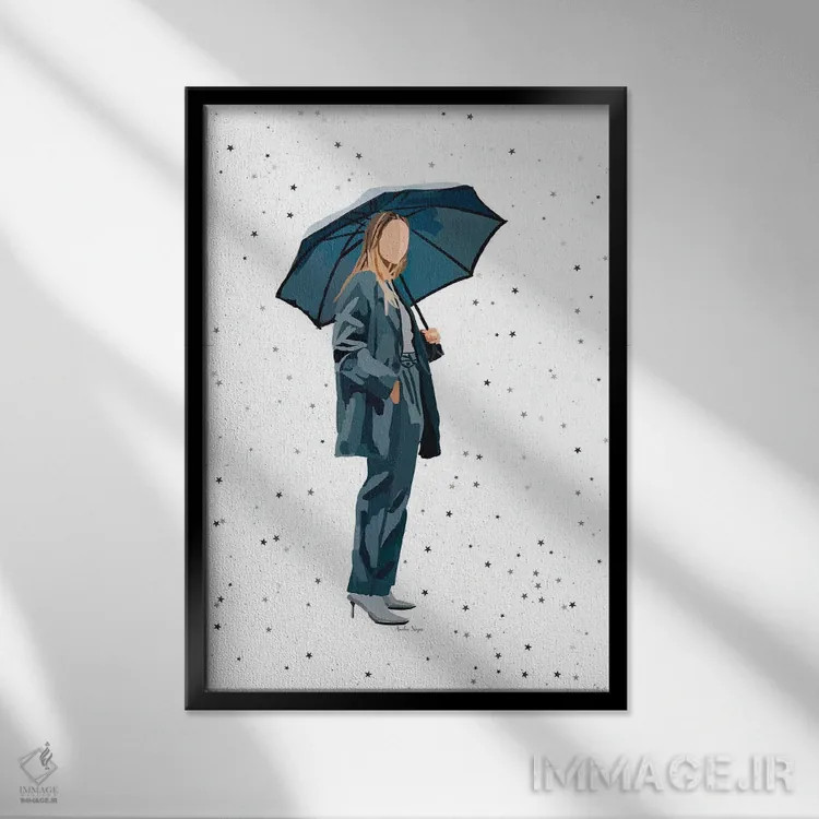 تابلو مینیمال بارش ستاره ها اثر آملیا نویز - نمای قابدار مشکی