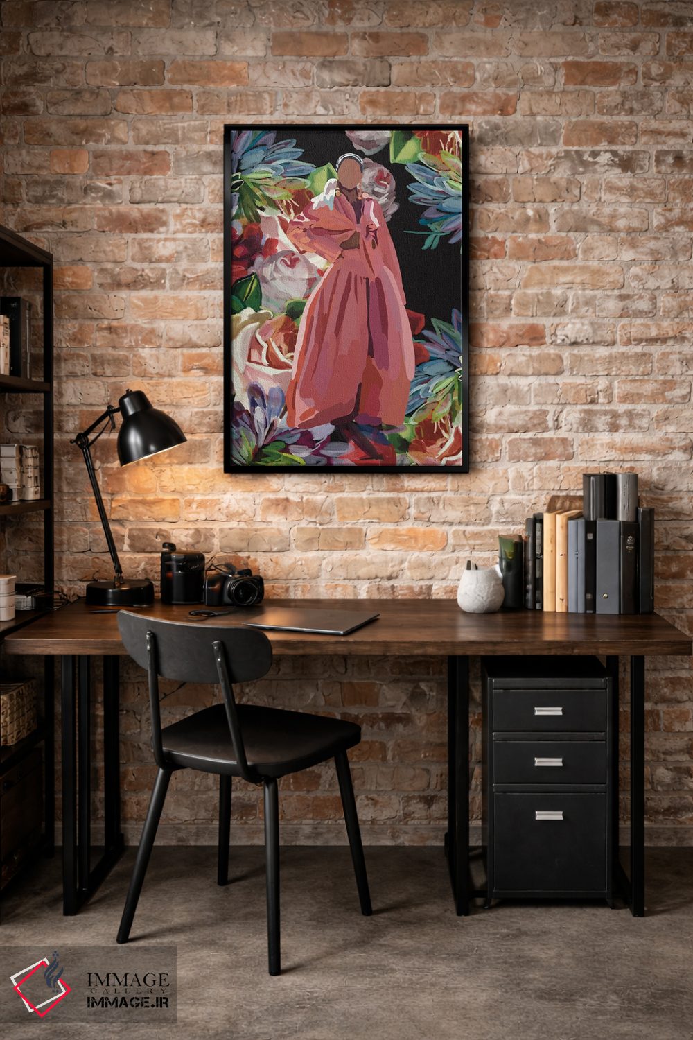 تابلو مدرن گلدار صورتی اثر آملیا نویز - D3B