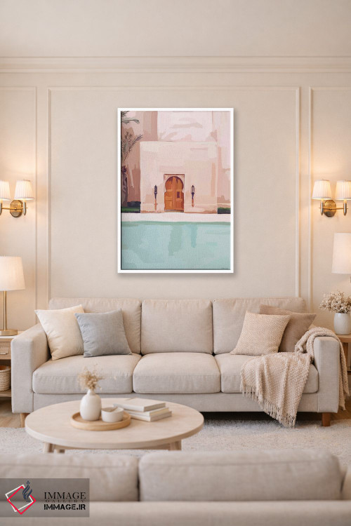 تابلو مینیمال هتل صورتی اثر آملیا نویز - D2W