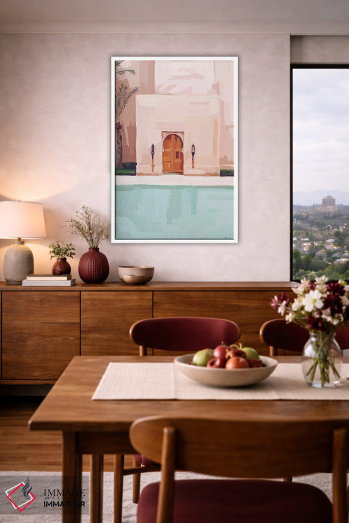 تابلو مینیمال هتل صورتی اثر آملیا نویز - D3W