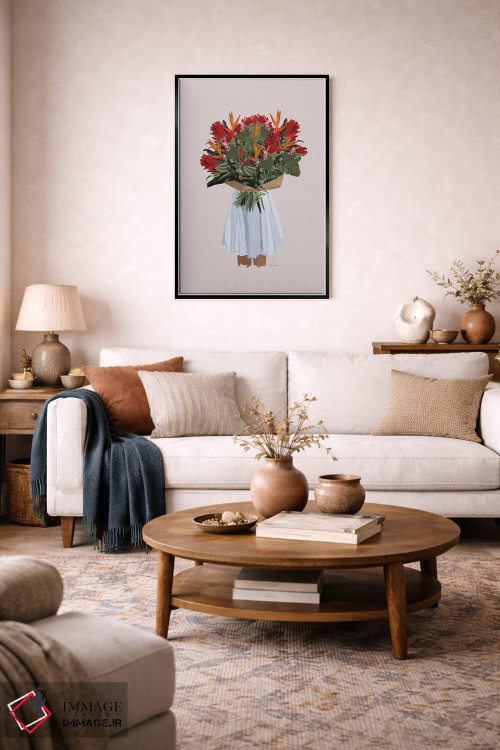 تابلو مینیمال گل های قرمز اثر آملیا نویز - D4B