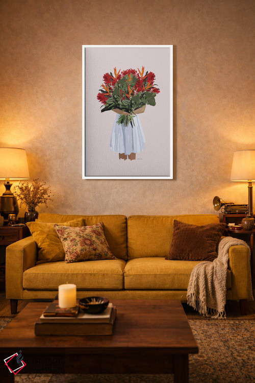 تابلو مینیمال گل های قرمز اثر آملیا نویز - D3W