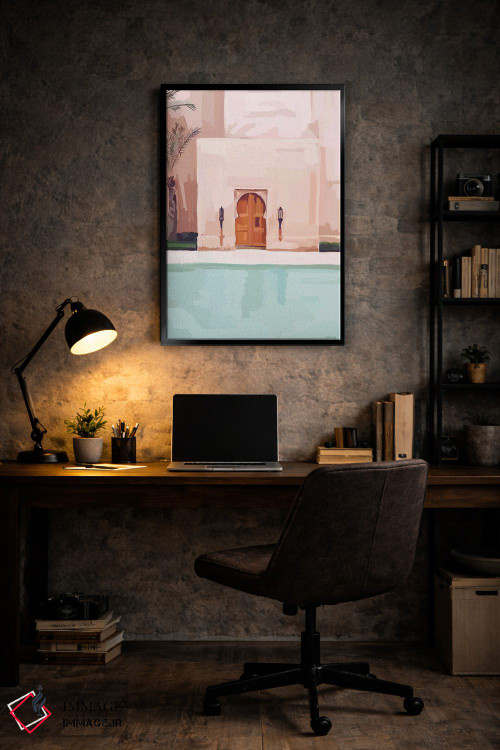 تابلو مینیمال هتل صورتی اثر آملیا نویز - D6B