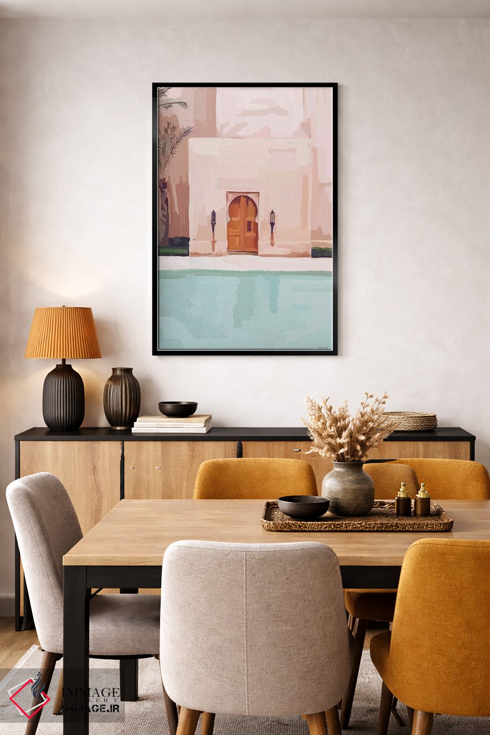 تابلو مینیمال هتل صورتی اثر آملیا نویز - D5B