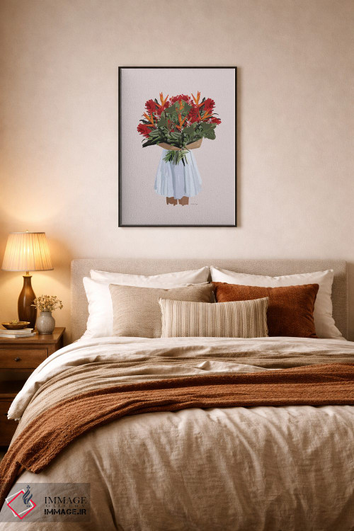 تابلو مینیمال گل های قرمز اثر آملیا نویز - D5B