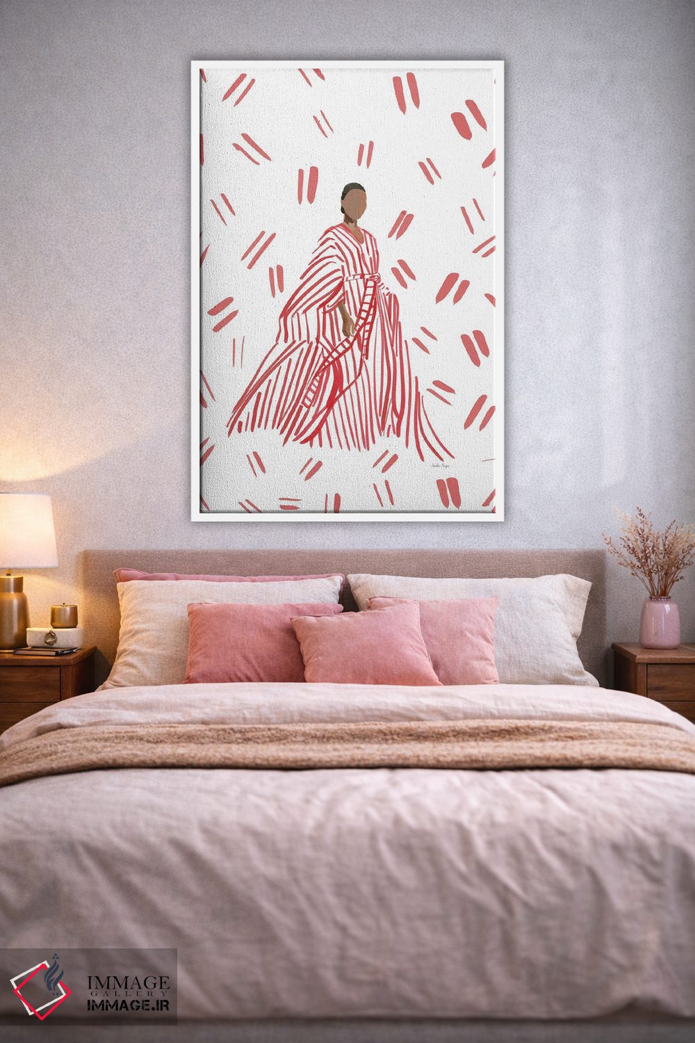 تابلو مینیمال مدگرای لباس شب قرمز اثر آملیا نویز - D1W