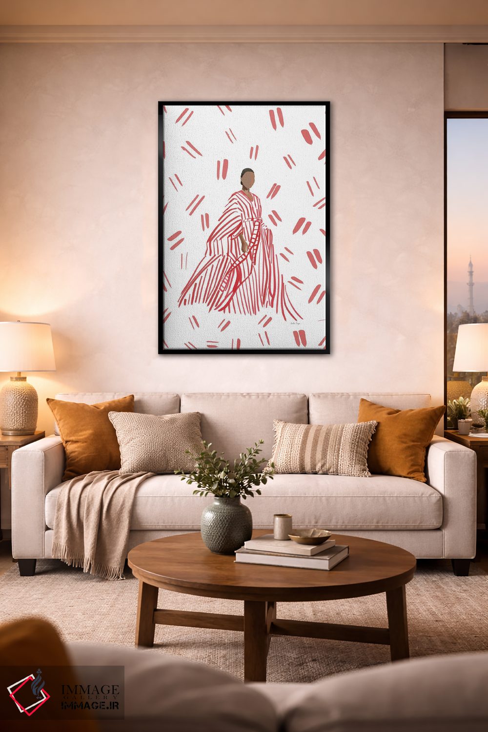 تابلو مینیمال مدگرای لباس شب قرمز اثر آملیا نویز - D2B