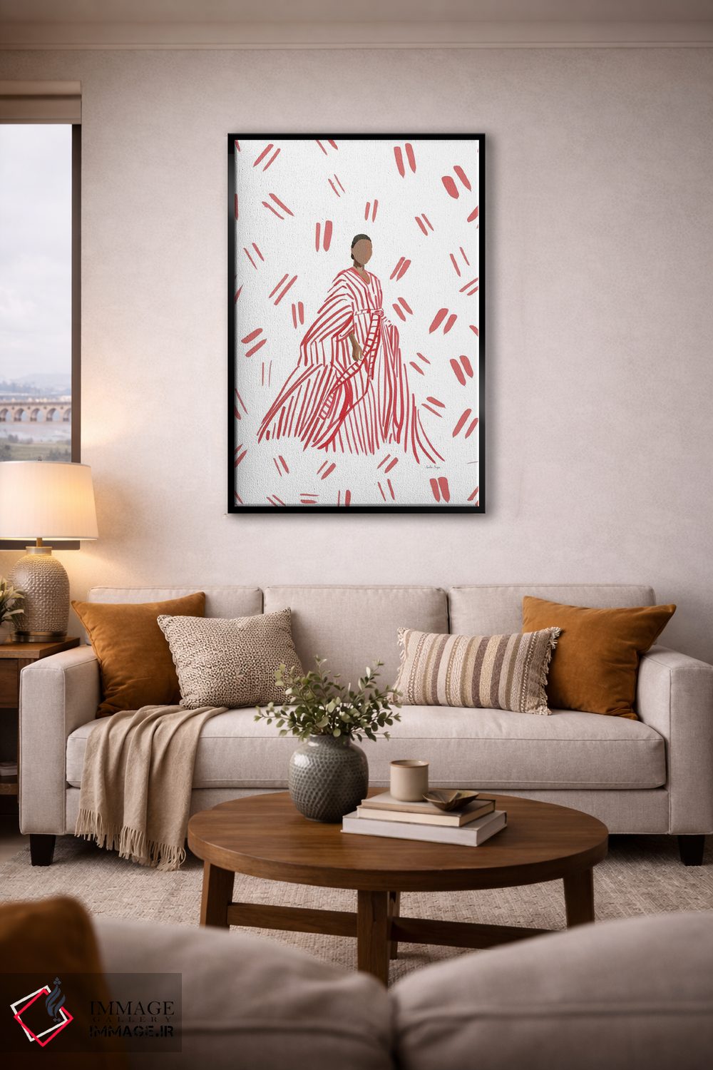تابلو مینیمال مدگرای لباس شب قرمز اثر آملیا نویز - D4B
