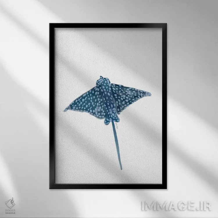 تابلو مینیمال سفره ماهی اثر آملیا نویز - نمای قابدار مشکی