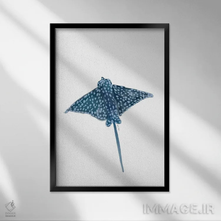 تابلو مینیمال سفره ماهی اثر آملیا نویز - نمای قابدار مشکی
