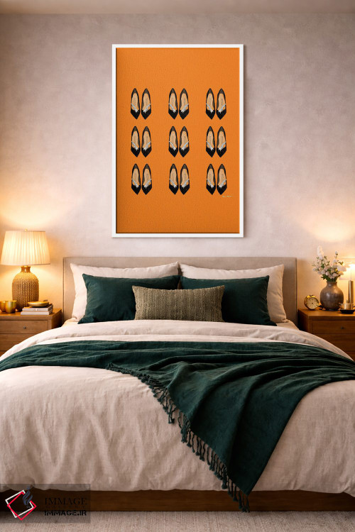 تابلو مینیمال تکرار پاشنه ها روی نارنجی اثر آملیا نویز - D2W