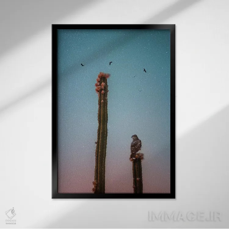 تابلو دکوراتیو شکار شبانه اثر نیـرز فوتوگرافی - نمای قابدار مشکی