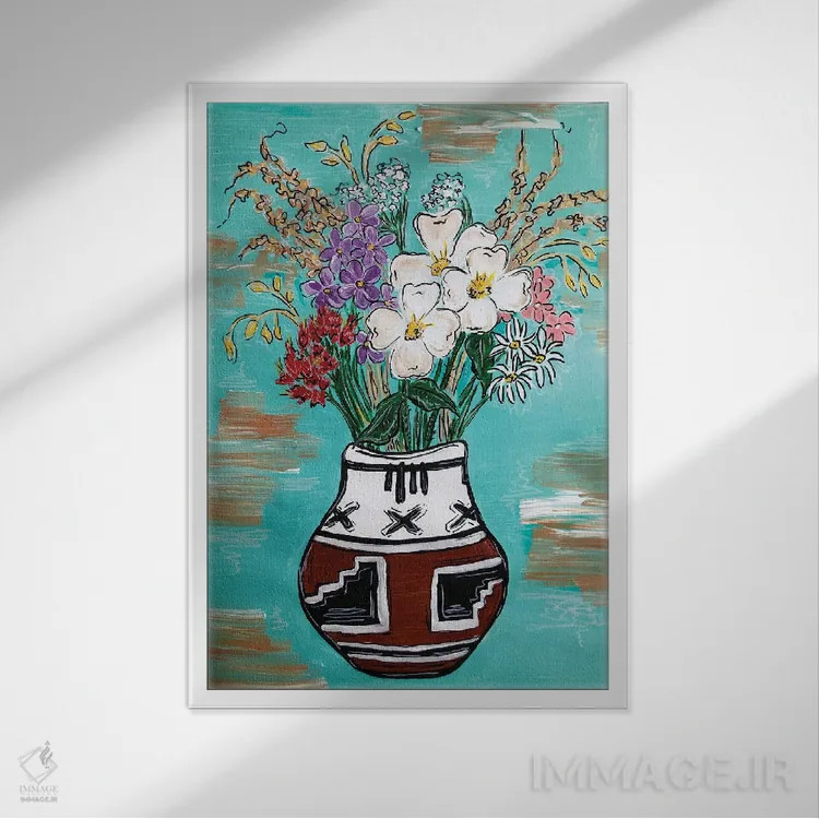 تابلو دکوراتیو گل های وحشی کلرادو اثر نیکولتا پینتس - نمای قابدار سفید