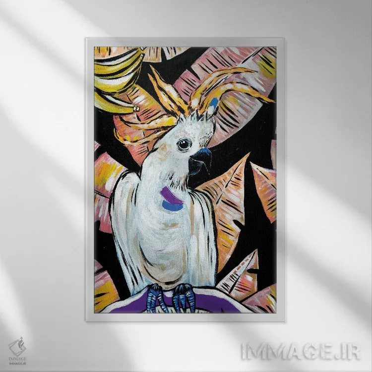 تابلو دکوراتیو مرغ عشق اثر نیکولتا پینتس - نمای قابدار سفید