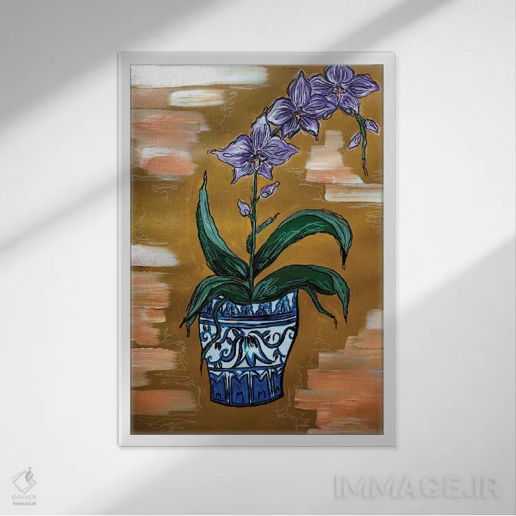 تابلو دکوراتیو ارکیده ها اثر نیکولتا پینتس - نمای قابدار سفید