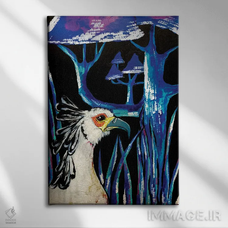 تابلو دکوراتیو پرنده منشی اثر نیکولتا پینتس - نمای روبهرو روی دیوار