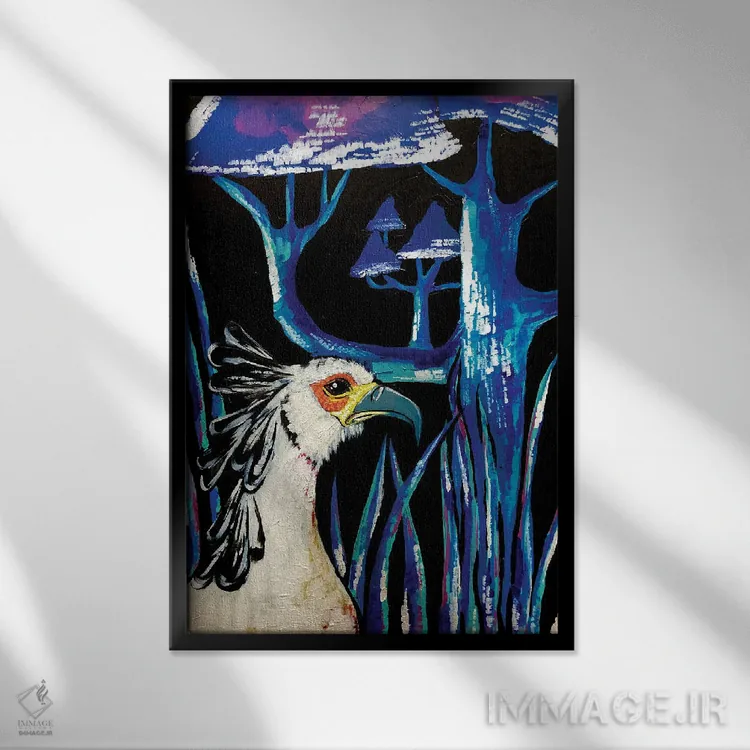 تابلو دکوراتیو پرنده منشی اثر نیکولتا پینتس - نمای قابدار مشکی