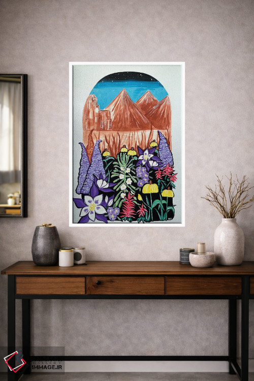 تابلو دکوراتیو گل های وحشی کلرادو و منظره کوهستان اثر نیکولتا پینتس - D1W