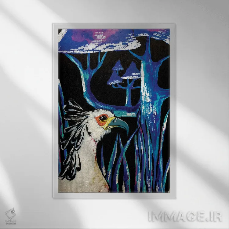 تابلو دکوراتیو پرنده منشی اثر نیکولتا پینتس - نمای قابدار سفید