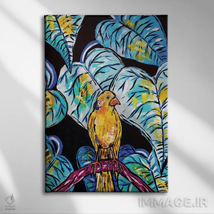 تابلو دکوراتیو قناری اثر نیکولتا پینتس - نمای روبهرو روی دیوار