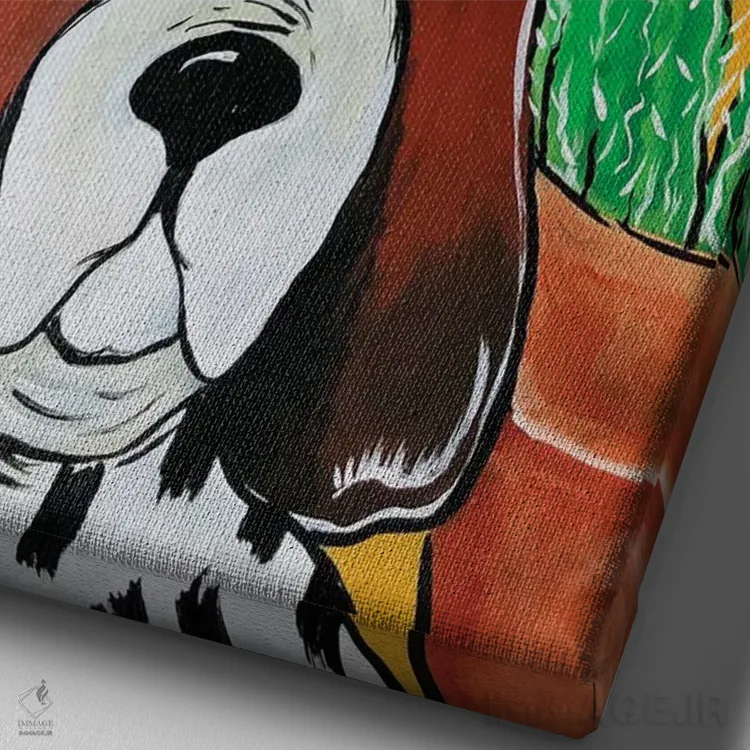 تابلو دکوراتیو بانوی گیاه دوست اثر نیکولتا پینتس - نمای نزدیک بافت بوم