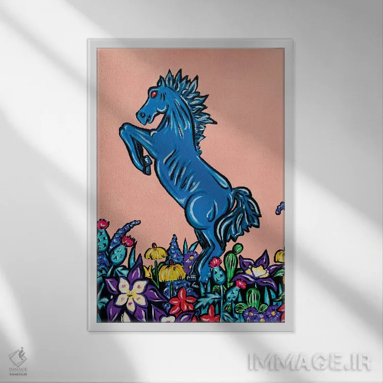 تابلو دکوراتیو بلوسیفر در میان گل های وحشی کلرادو اثر نیکولتا پینتس - نمای قابدار سفید