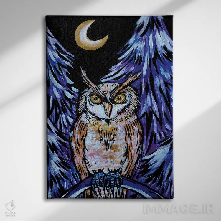 تابلو دکوراتیو جغد اثر نیکولتا پینتس - نمای روبهرو روی دیوار